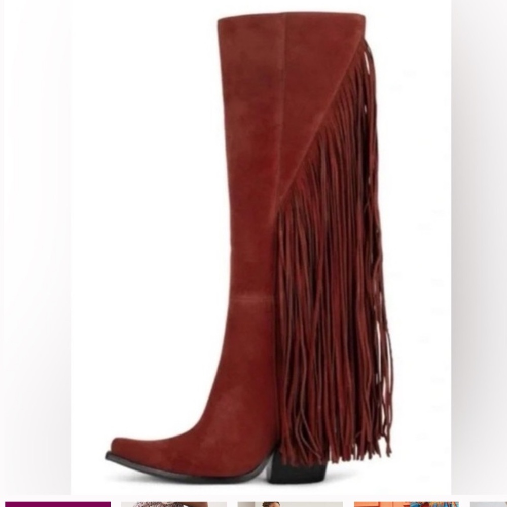 Jeffrey Campbell “Cattle” Rust Fringe boots/ new in box